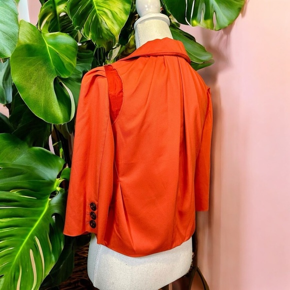 Robert Rodriguez Vibrant Orange Double-Breasted Cropped Trench Style Jacket Sz 2 - Picture 7 of 15